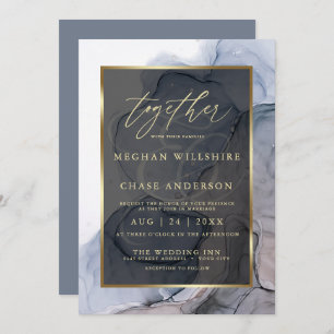 Invitation Elégante encre d'alcool bleu bleu foncé Mauve