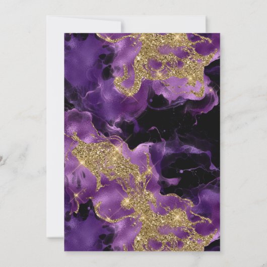 Invitation Elégante encre de Parties scintillant violet et or (Dos)