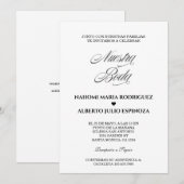 Invitation Elegante Espagnol Bianco Y Negro Nuestra Boda (Devant / Derrière)
