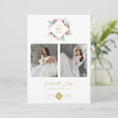 Invitation Elegante Español Forma Moderna De Diamante Floral (Debout devant)