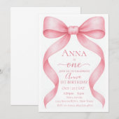 Invitation élégante et ajustable avec un nœud rose (Devant / Derrière)