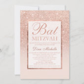 Invitation élégante et chic Bat Mitzvah rose doré (Devant)