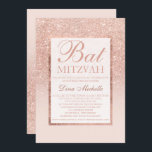 Invitation  élégante et chic Bat Mitzvah rose doré<br><div class="desc">Un moderne, ombre rose de douche de parties scintillantes d'or de faux assez chic et élégant avec le pastel rougit invitation rose de bat mitzvah de bloc de couleur avec le motif rose d'ombre d'or se fanant sur un arrière - plan rose avec et un cadre élégant d'or parfait pour...</div>