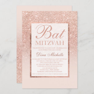 Invitation élégante et chic Bat Mitzvah rose doré