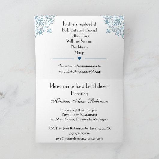 Invitation élégante et chic de douche nuptiale (Intérieur)