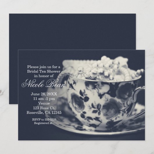 Invitation élégante et chic de mariage Glam Tea & (Devant / Derrière)