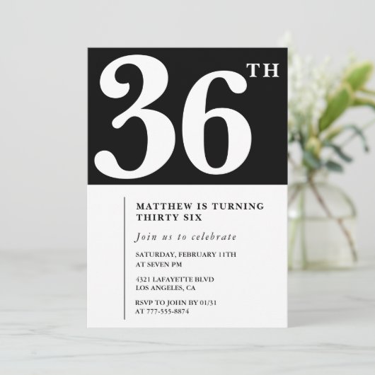 Invitation élégante et chic pour 36e anniversaire (Debout devant)