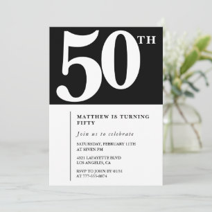 Invitation élégante et chic pour 50 ans en noir Si