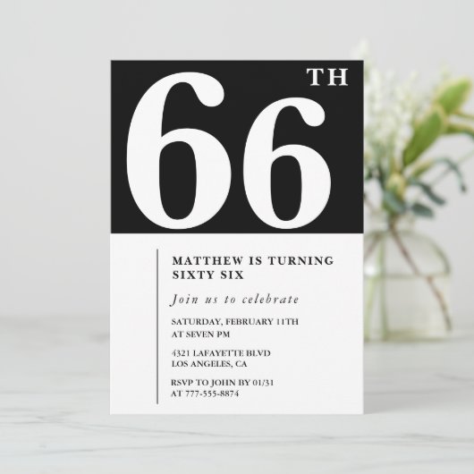 Invitation élégante et chic pour 66e anniversaire (Debout devant)