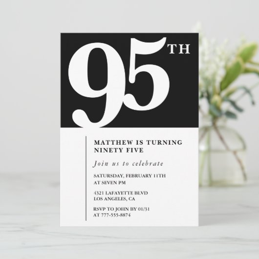 Invitation élégante et chic pour 95e anniversaire  (Debout devant)