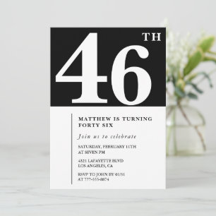 Invitation élégante et chic pour les 46 ans en noi