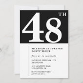 Invitation élégante et chic pour les 48 ans en noi (Devant)