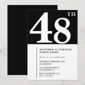 Invitation élégante et chic pour les 48 ans en noi (Devant / Derrière)