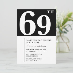 Invitation élégante et chic pour les 69 ans en noi