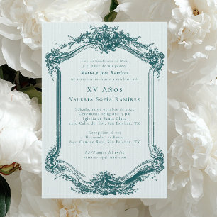 Invitation Élégante et Classe Fête de 15 Ans Émeraude Quincea