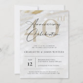 Invitation Élégante et classique texture perle 40e anniversai (Devant)