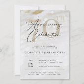 Invitation Elégante et classique texture perle 70e anniversai (Devant)