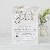 Invitation Elégante et classique texture perle 70e anniversai (Debout devant)
