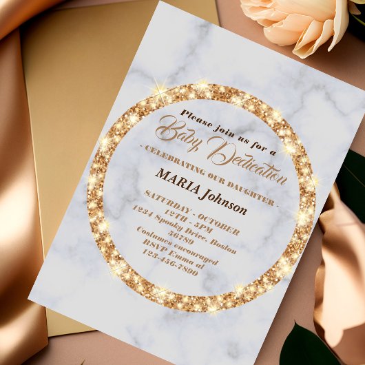 Invitation élégante et dorée pour la dédicace de b