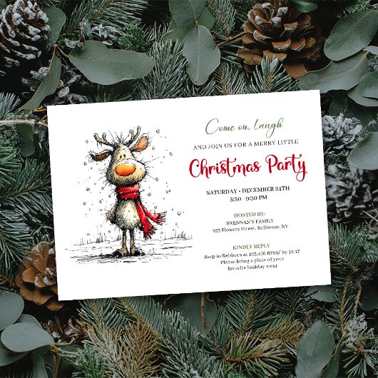 Invitation élégante et drôle de fête de Noël avec 