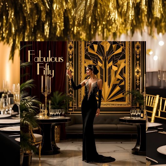 Invitation Elégante et fabuleuse dame Art déco du 50e siècle