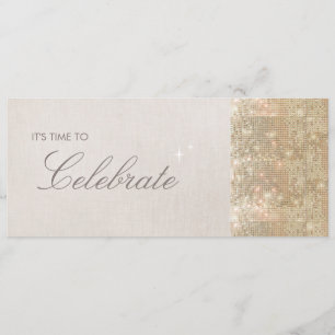 Invitation Élégante et Festive Sparkly Gold Sequins Party