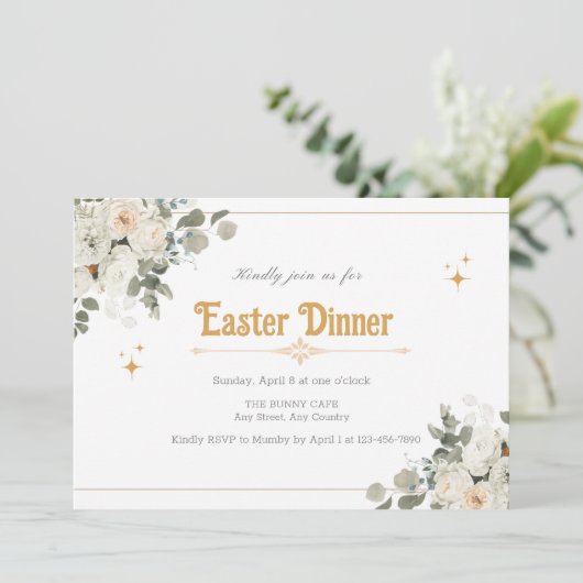 Invitation élégante et florale pure pour le dîner  (Debout devant)