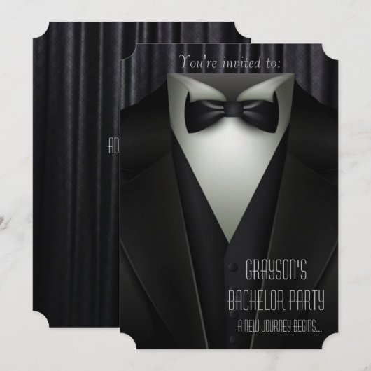 Invitation élégante et formelle de tuxedo pour ent (Devant / Derrière)