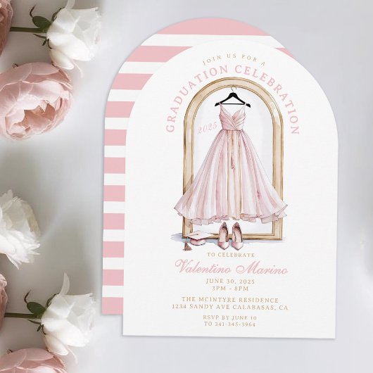 Invitation Élégante et lunatique robe rose