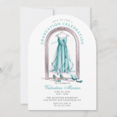 Invitation Élégante et lunatique robe Turquoise Graduation (Devant)