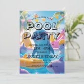 Invitation élégante et mignonne pour une fête au b (Debout devant)