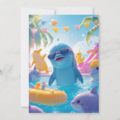 Invitation élégante et mignonne pour une fête au b (Dos)