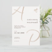 Invitation élégante et minimaliste avec initiales (Debout devant)