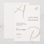 Invitation élégante et minimaliste avec initiales (Devant / Derrière)