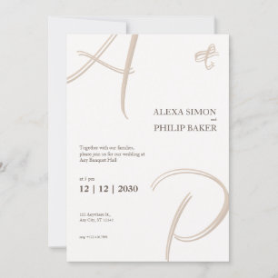 Invitation élégante et minimaliste avec initiales