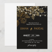 Invitation Élégante et moderne alliance de fiançailles noire  (Devant / Derrière)