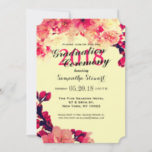 Invitation Élégante et rustique fleurs de cerise sur Vintage 