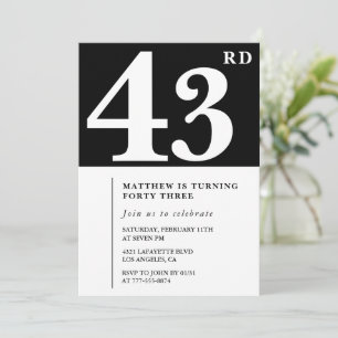 Invitation élégante et simple pour 43ème anniversa
