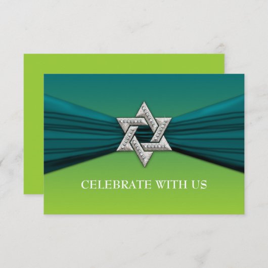 Invitation Élégante étoile Bat mitzvah Turquoise sur n'import (Devant / Derrière)