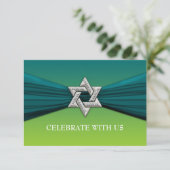 Invitation Élégante étoile Bat mitzvah Turquoise sur n'import (Debout devant)