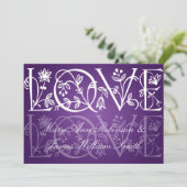 Invitation Élégante étoile de réception Amour Fleurir Violet (Debout devant)