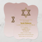 Invitation Élégante étoile d'or de David Bat mitzvah (Devant / Derrière)