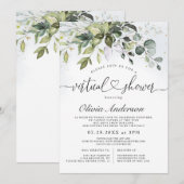 Invitation Elégante Eucalyptus Fête des mariées virtuelle Ver (Devant / Derrière)