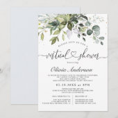 Invitation Elégante Eucalyptus Fête des mariées virtuelle Ver (Devant / Derrière)