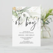 Invitation Elégante Eucalyptus Oh Boy Baby shower Party (Debout devant)