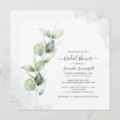 Invitation Elégante Eucalyptus Verdure Fête des mariées chic (Devant / Derrière)