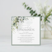 Invitation Elégante Eucalyptus Verdure Première Communion Sai (Debout devant)