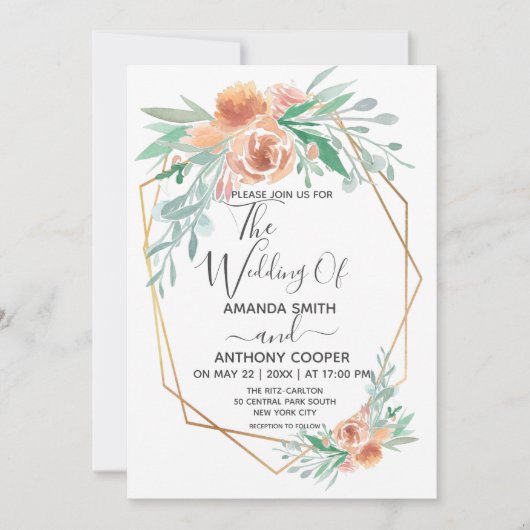 Invitation élégante faite à la main avec aquarelle (Devant)