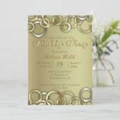 Invitation Elégante Fancy Glam Faux Gold Birthday Party (Debout devant)