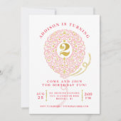 Invitation Élégante Faux Foil Lacy Balloon 2e fête d'annivers (Devant)